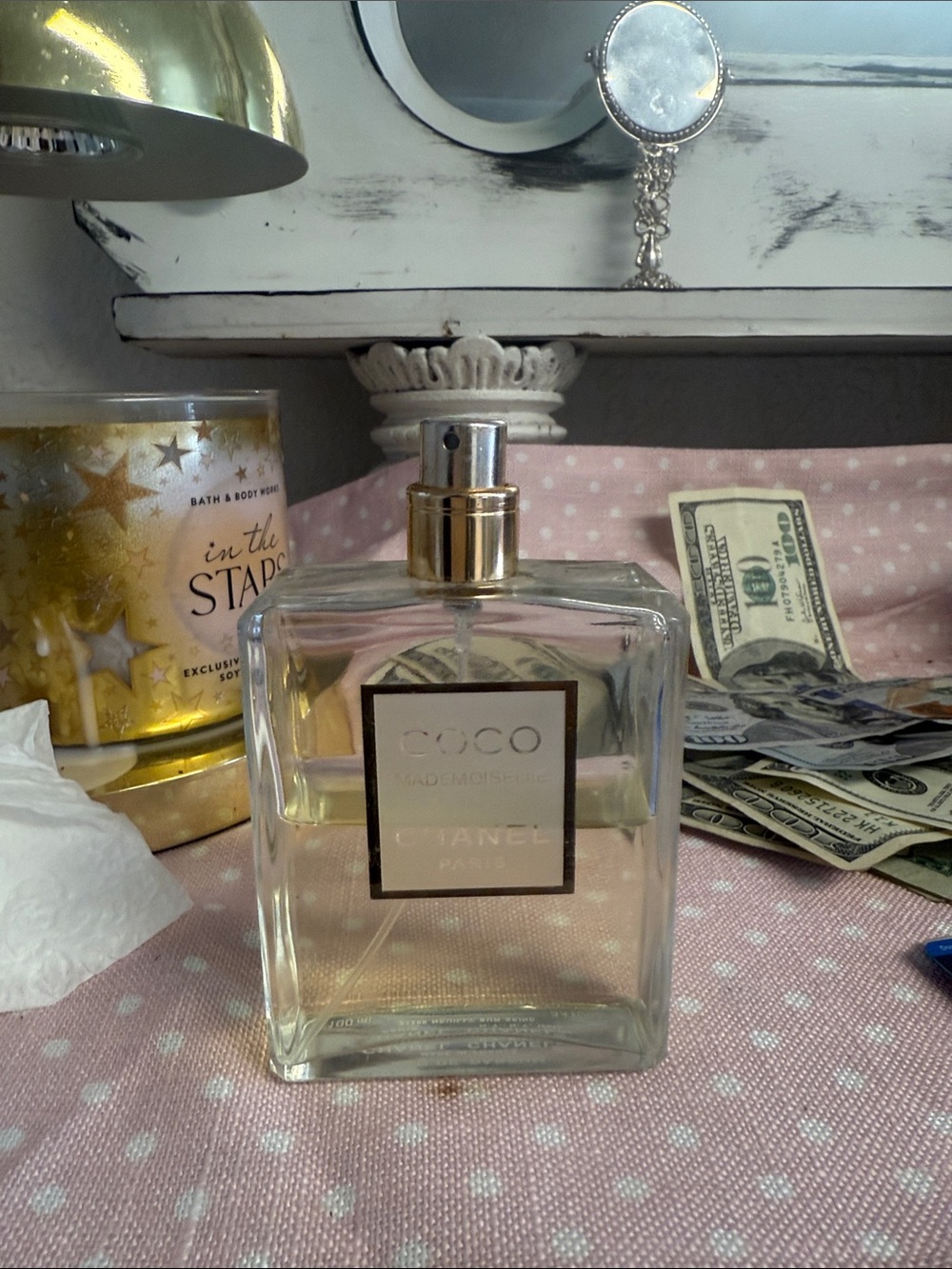 COCO Mademoiselle by Chanel - Clear/Light Pink Glass Perfume Bottle